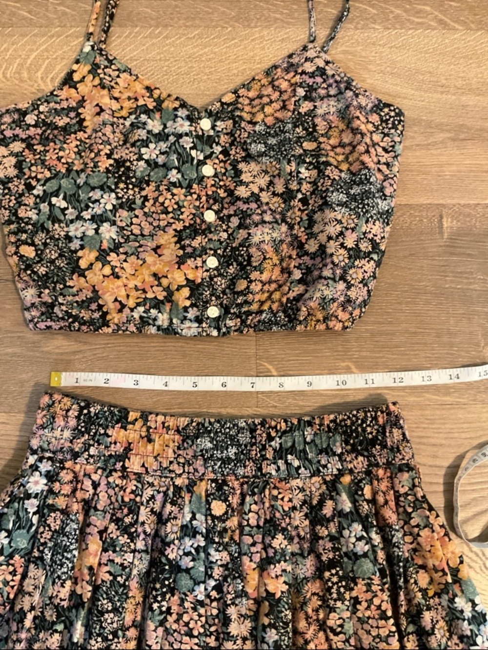 American Eagle cropped floral cami and mini skirt set, XS - Picture 12 of 13